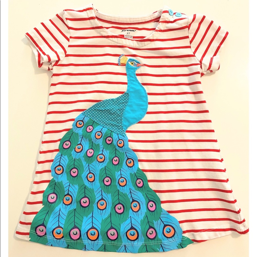 Peacock striped T-shirt dress w/ buttons